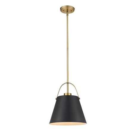 Z-Lite Z-Studio 1 Light Pendant, Matte Black & Heritage Brass 726P-MB+HBR
